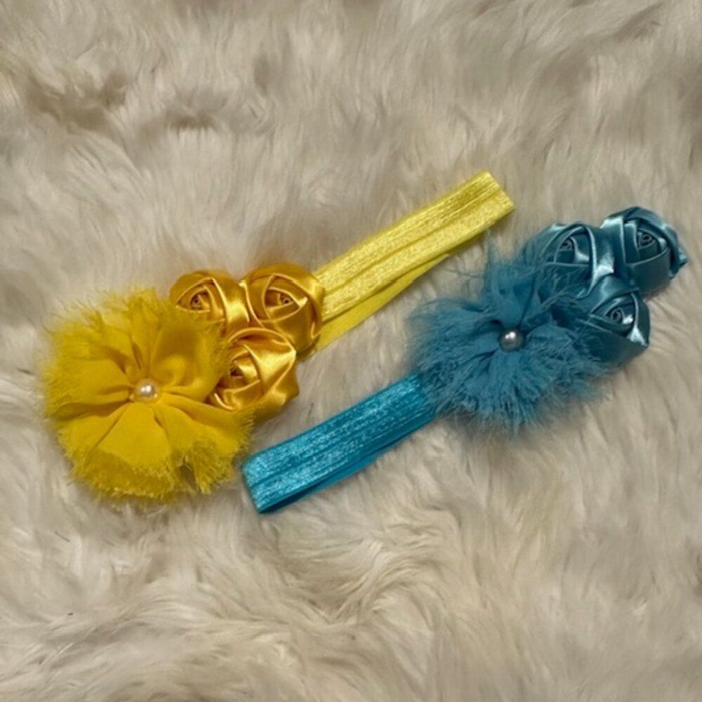 Bundle of (2) Deluxe Flowers on FOE Headband   HB8282  Handmade NWT Boutique